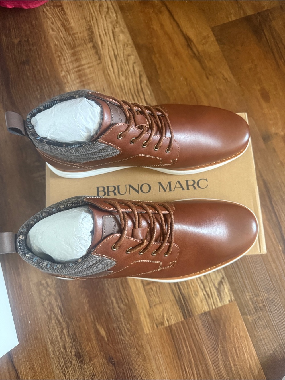 Men's Brown Chukka Boots with Padded Collar and White Sole